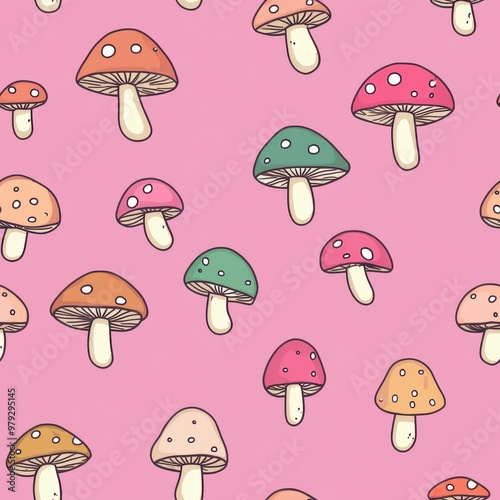 Colorful Mushrooms Pattern.