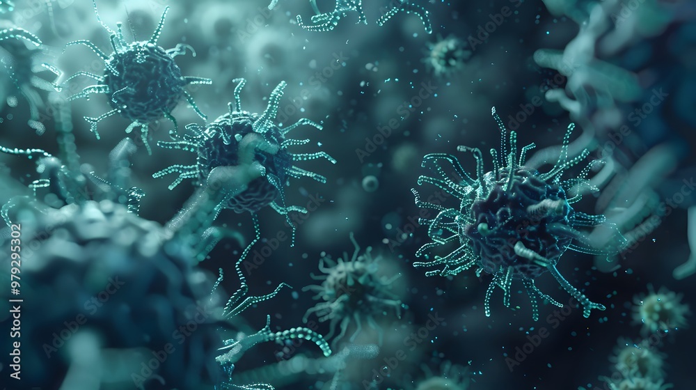 Virus and Vaccine Interaction - 3D Medical Illustration
