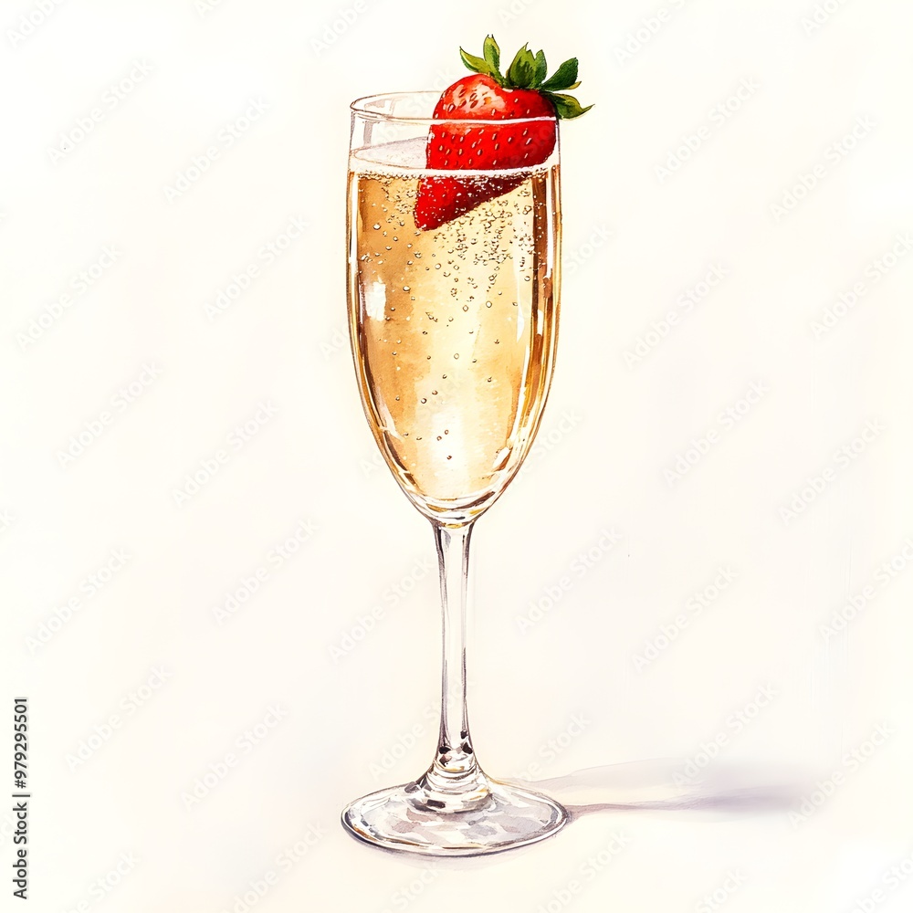 Champagne Glass with Strawberry Decoration