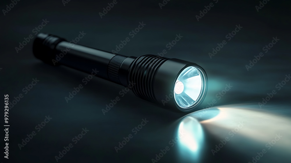 A small LED flashlight isolated on a black background A small LED flashlight isolated on a black background