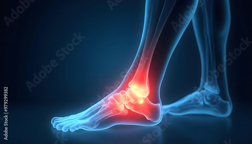 Ankle or foot pain. Ankle inflammation, pain in the foot. X-ray view of ankle or foot pain, injury.