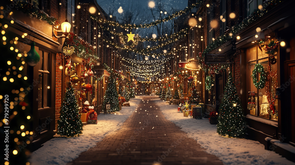 Magical Christmas Street at Night (christmas-tree) Magical Christmas Street at Night (christmas-tree)