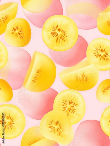 Yellow and Pink Fruit Pattern.