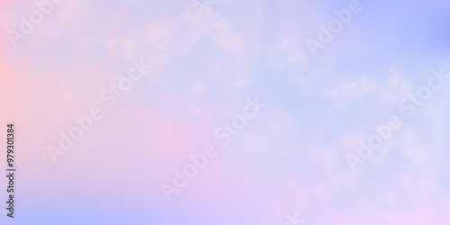 Panoramic abstract pink blue sky background. Skyscape with fluffy clouds. Gradient fantasy paradise background.