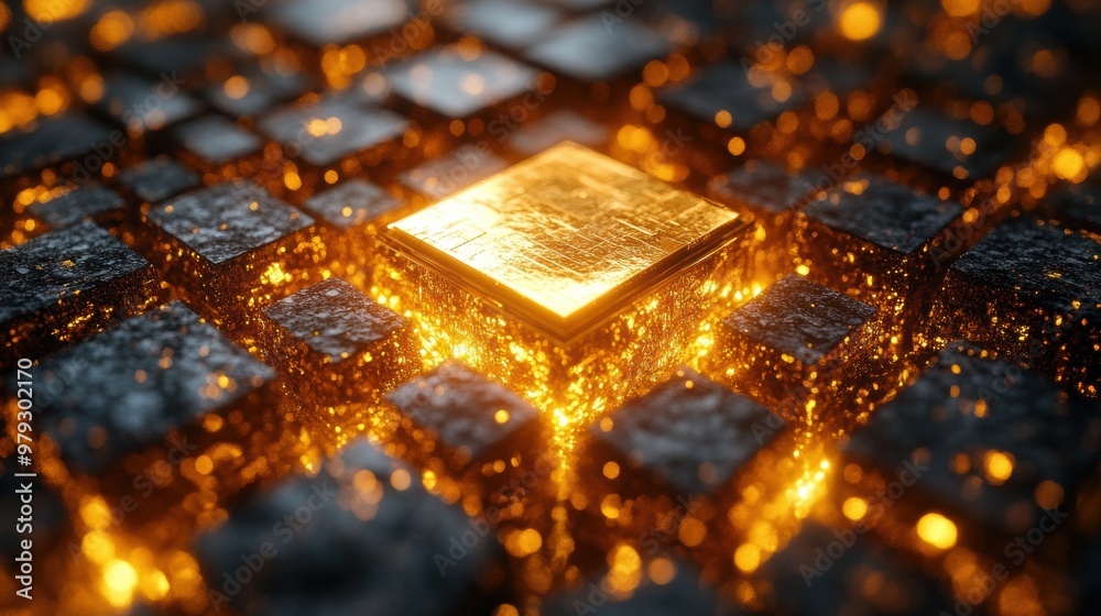 Golden Cube Abstract. Golden Cube Abstract.