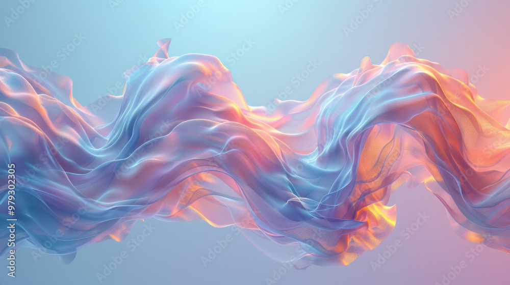 An abstract flow of breath shaped like a soft, winding ribbon,