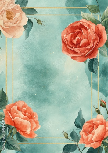 Watercolor Rose Border.