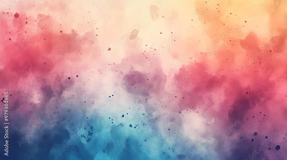 Obraz premium Ethereal Watercolor Backdrop with Blended Washes and Spontaneous Splatters