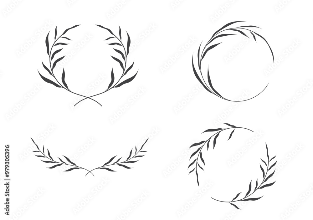 Fototapeta premium Laurel wreath icon set. Wheat ears frame. depicting an award, winner, achievement, emblem. Vector illustration
