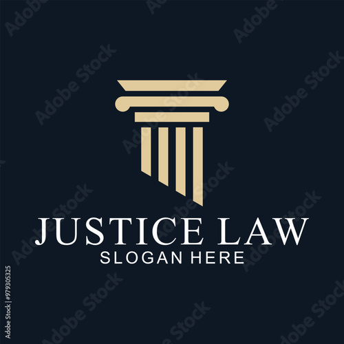 law logo with pillars of justice symbol concept, creative premium of lawyer and law office