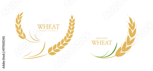 Wheat ears or rice icon. paddy wheat. laurel wreath icon. Vector illustration