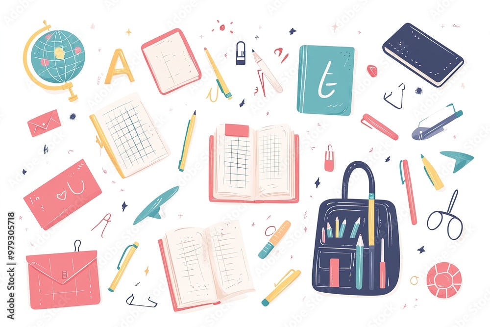 Back to school. Rainbow pencils and eraser, pencil sharpener. vector illustration in flat design
Back to school. Rainbow pencils and eraser, pencil sharpener. vector illustration in flat design