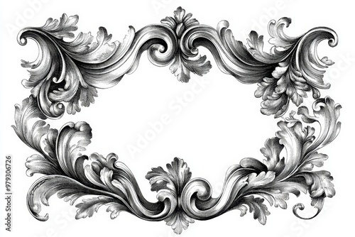 Ornate Baroque Floral Frame Illustration