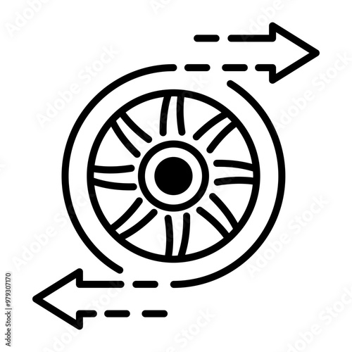 An icon of wheel in line style 