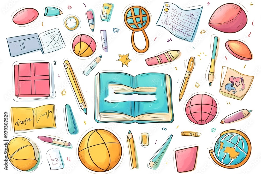 Back to school. Rainbow pencils and eraser, pencil sharpener. vector illustration in flat design
Back to school. Rainbow pencils and eraser, pencil sharpener. vector illustration in flat design