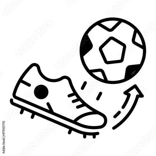 A linear icon of kick football 