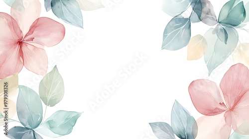 Fototapeta Naklejka Na Ścianę i Meble -  Abstract background with watercolor style flower motifs and leaf petals with soft colors such, Generative AI 