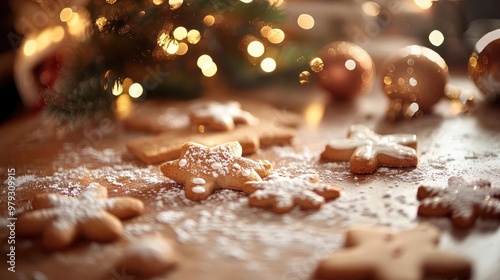 Delicious gingerbread cookies shaped like stars, dusted with sugar, perfect for holiday celebrations and festive gatherings.