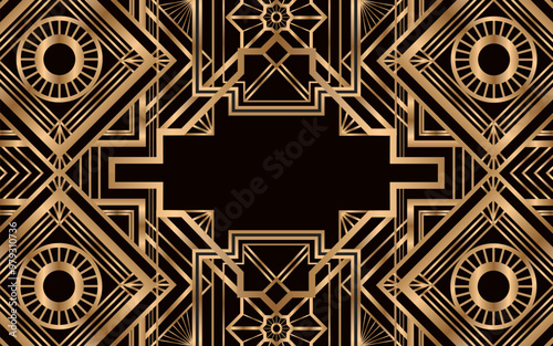 Golden vintage art deco background