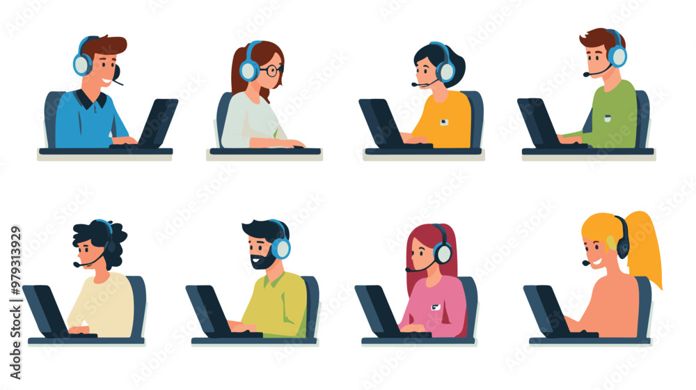 Live support concept and customer care icon set for contacting business services. Flat vector illustration
Live support concept and customer care icon set for contacting business services. Flat vector illustration