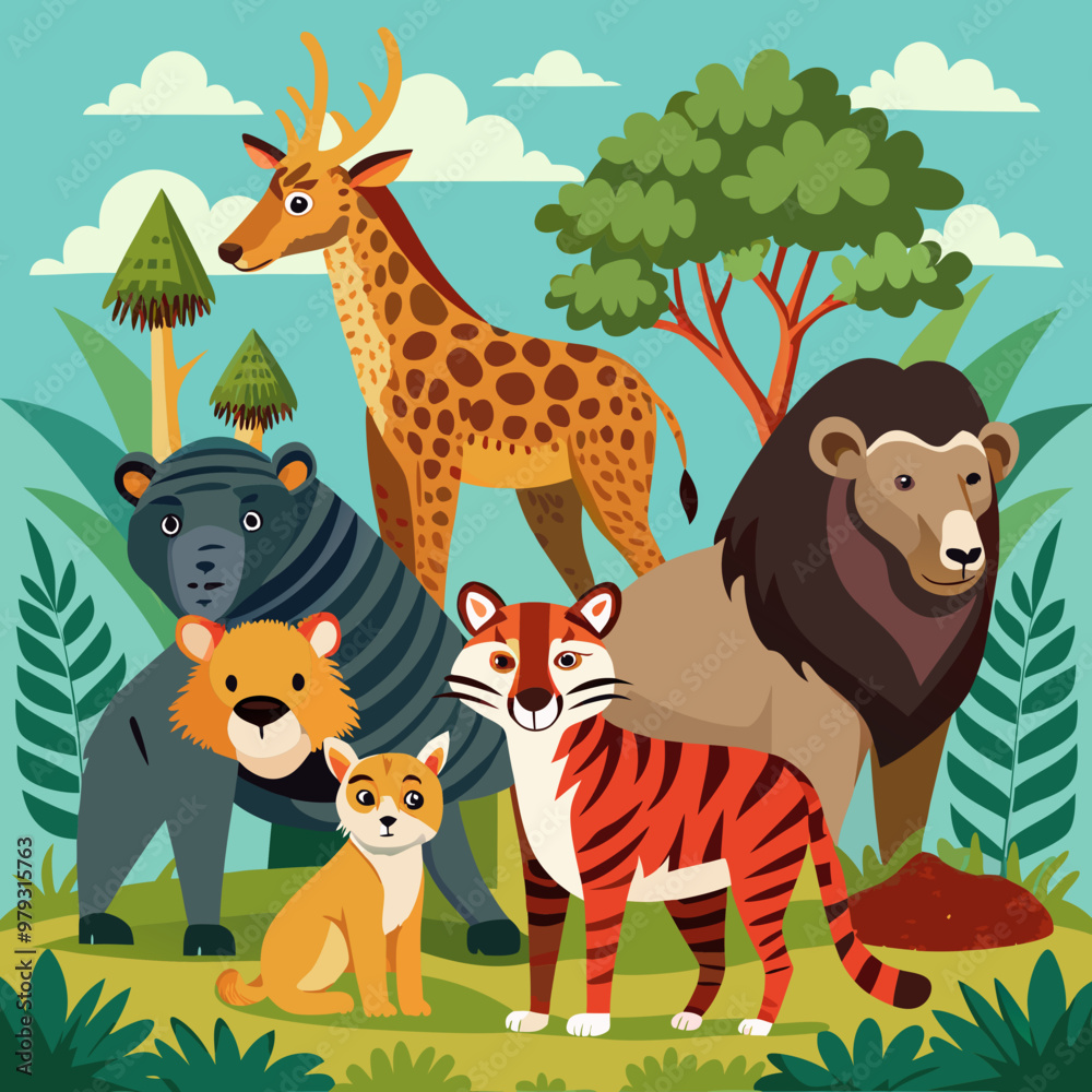 World Animal Day flat illustration World Animal Day flat illustration