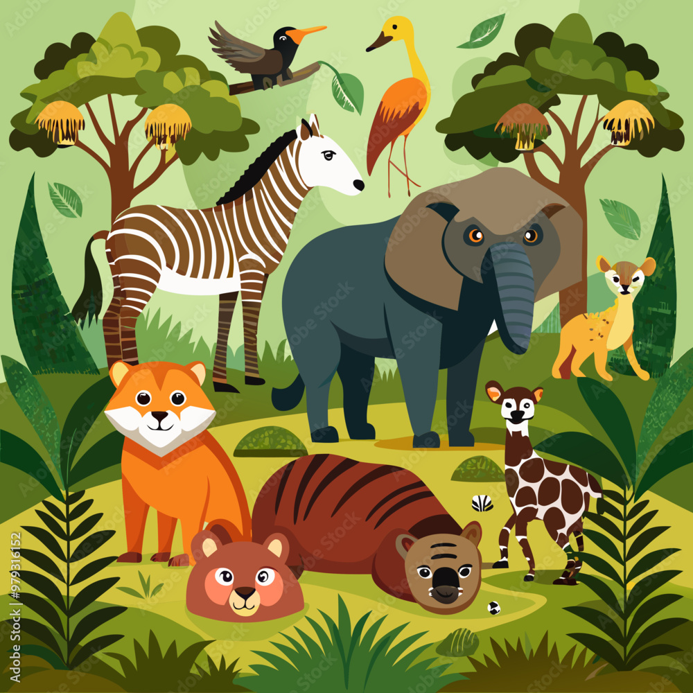 Naklejka premium World Animal Day flat illustration 