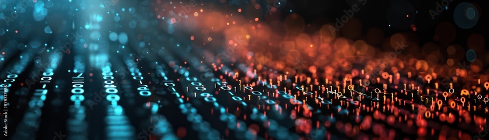 Obraz premium Closeup of binary code on a computer screen.