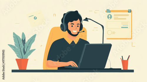 Live support concept and customer care icon set for contacting business services. Flat vector illustration
