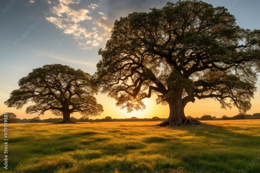 Oak trees landscape outdoors nature. Oak trees landscape outdoors nature.