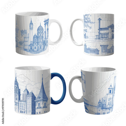 Custom printed tea mug template for hot beverage design, PNG