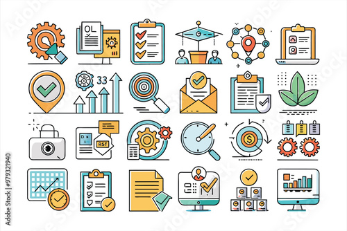 Quality Management Icon Set: Essential Vector Graphics for Business Processes