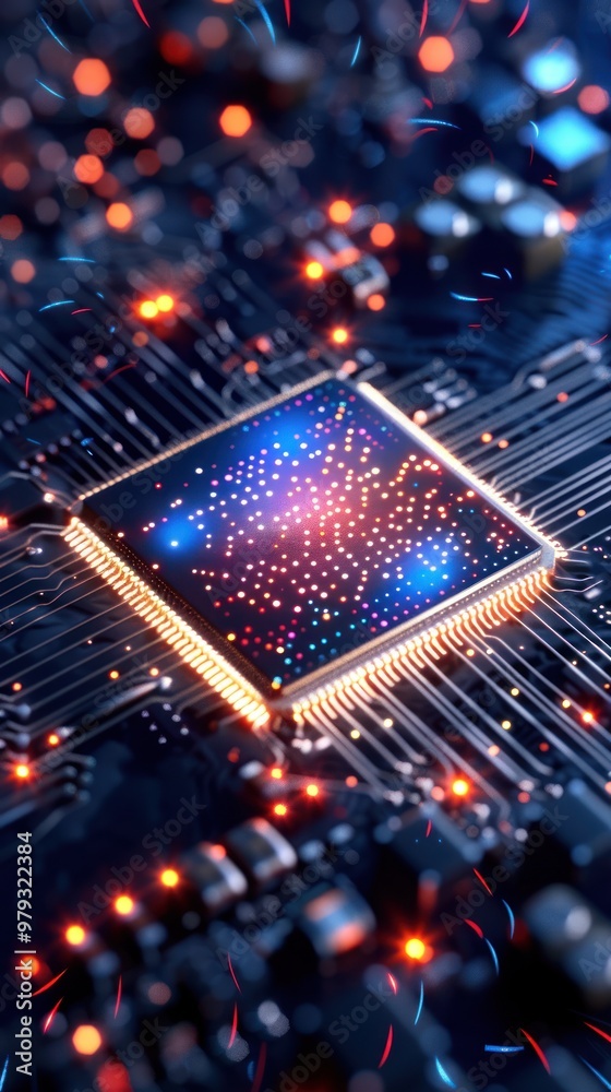 Closeup of a quantum chip being examined.