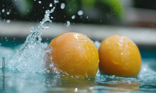 Mangoes Splashing in Water, Generative AI 