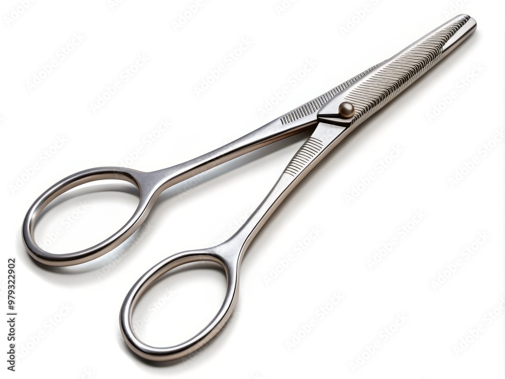 A precise illustration of surgical forceps on a seamless white background highlighting the instrument's intricate details and texture A precise illustration of surgical forceps on a seamless white background highlighting the instrument's intricate details and texture