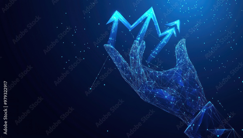 Hand Holding Upward Arrows Representing Growth Hand Holding Upward Arrows Representing Growth