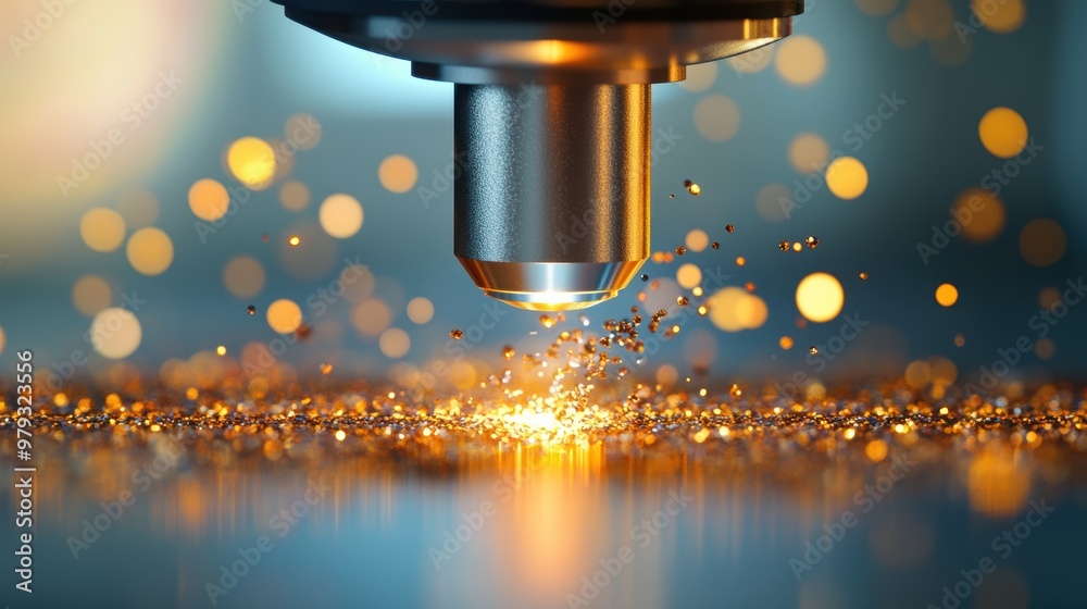 A unique perspective of a microscope lens, capturing the light path and sample in focus. A unique perspective of a microscope lens, capturing the light path and sample in focus.
