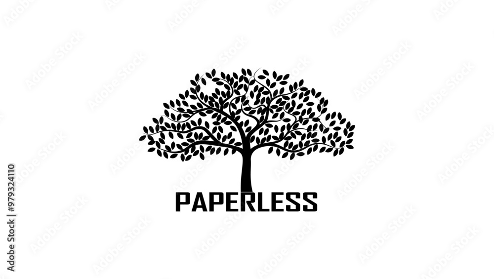 Paperless lettering, black isolated silhouette Paperless lettering, black isolated silhouette