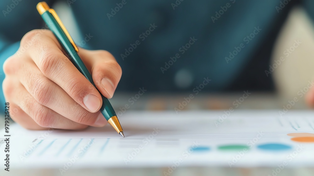 Close-up of a person writing notes with a pen on a document, showcasing a productive work environment. Close-up of a person writing notes with a pen on a document, showcasing a productive work environment.