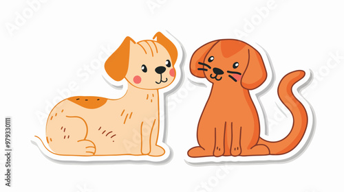 Hand Drawn Dog and Cat Sticker Illustration for Pets