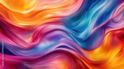 Abstract waves of bright colors flowing together, creating a sense of motion and energy, vibrant and fluid forms intertwining