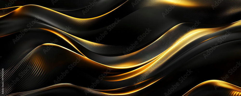 Abstract black and gold background with wavy lines Abstract black and gold background with wavy lines
