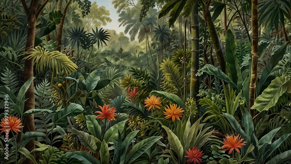 Tropical Forest Illustration Background