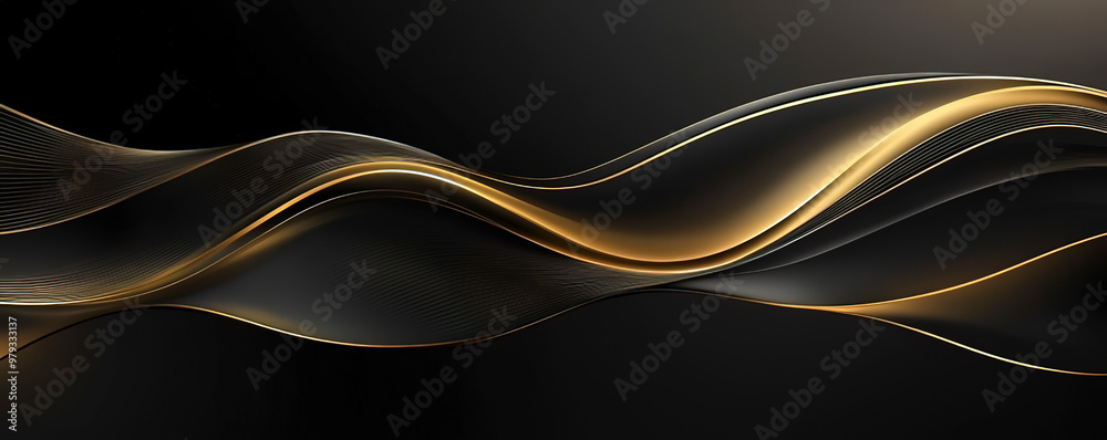 Abstract black and gold background with wavy lines Abstract black and gold background with wavy lines