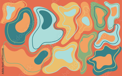 Abstract background with colorful overlapping shapes. Suitable for vibrant designs, modern art concepts, and creative projects needing a dynamic backdrop.