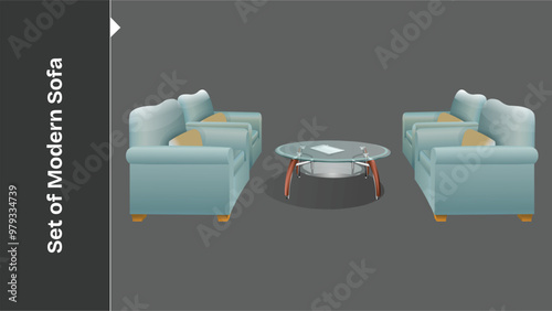 Illustration set of modern sofas for the interior