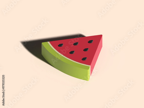 3D Watermelon Slice Illustration