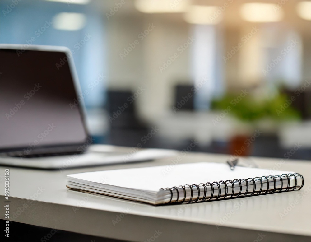 Isolated notebook with depth of field on a clean office background Isolated notebook with depth of field on a clean office background