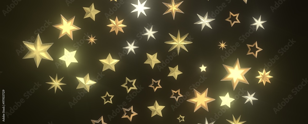 golden stars - 3d golden stars - 3d