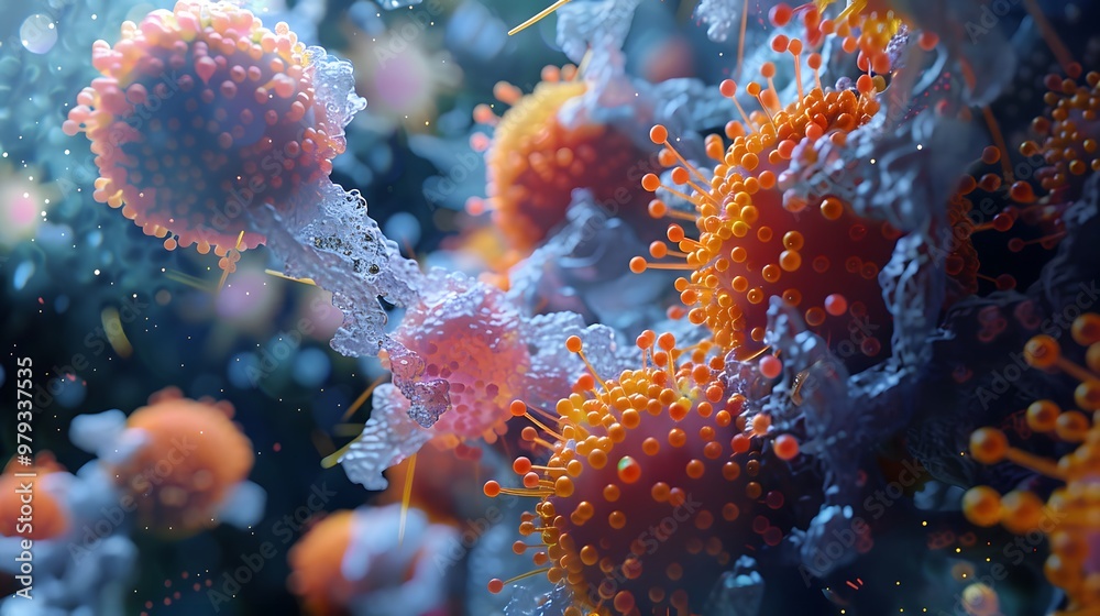 Naklejka premium Genetic Mutations in Diseased Cells - 3D Medical Illustration