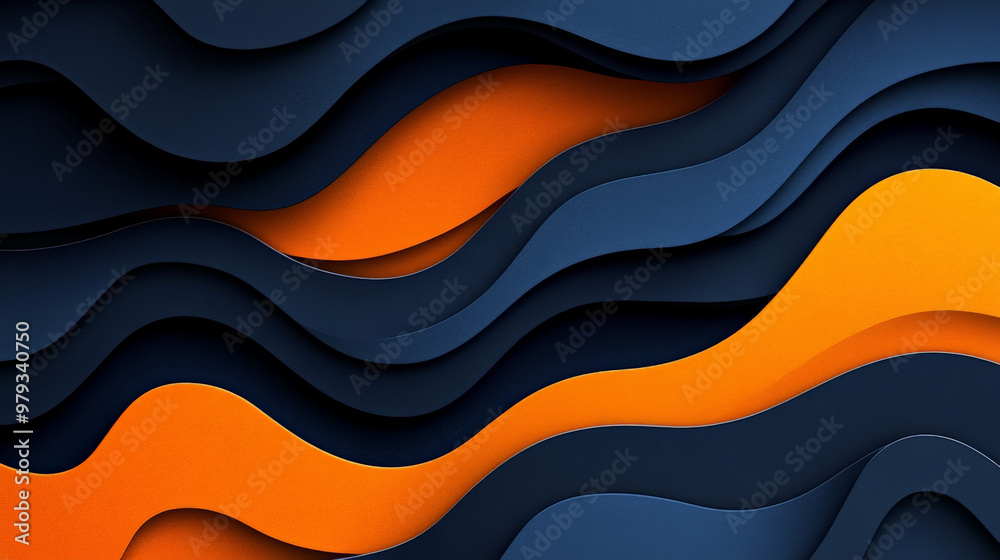 A bold abstract paper cut wave design with deep wavy layers in navy blue, black, and vibrant orange, creating a dramatic, high-contrast background. A bold abstract paper cut wave design with deep wavy layers in navy blue, black, and vibrant orange, creating a dramatic, high-contrast background.